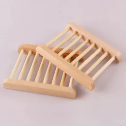 50pcs 11.5*9cm All-match Natural Bamboo Wooden Soap Dishes Wood Soaps Tray Holder Storage Rack Plate Box Container for Bath Shower Bathroom Wholesale