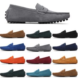 Men Casual Shoes Mens Slip on Lazy Suede Leather Shoe Big Size 38-47 Red Sky Blue