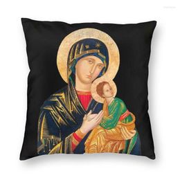 Pillow Our Lady Of Perpetual Help Cover 40x40cm Soft Catholic Virgin Mary Case For Sofa Car Square Pillowcase Home Decor