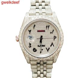 High Quality Fashion Iced Out WatchesMens Wrist Luxury Round Cut Lab Gr DDGU 17Y1