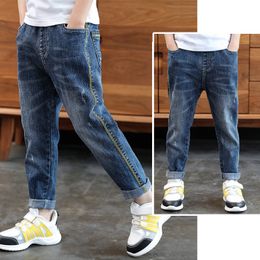 Jeans IENENS Fashion Kids Boys Jeans Clothes Children Baby Boy Denim Trousers Clothing Boys Elastic Waist Slim Long Pants 230223