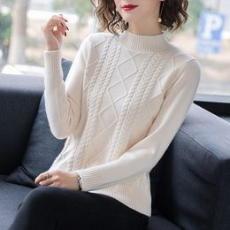 Women's Sweaters Fdfklak Autumn Winter Pullover Sweater Women Loose Korean Mock Neck Thick Knit Top Female Spring Sweaters Jersey Mujer 230223