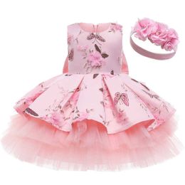 Girl's Dresses Baby Girls New Year Costume Toddler Kids Wedding Birthday Party Lace Princess Dress 2 3 4 5 Years Children Christmas Clothing 6Y