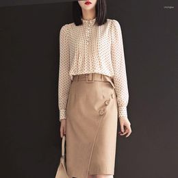 Women's Blouses Spring Autumn Chiffon Long Sleeve Dot Pattern Clothing Female Shirts & Temperament Women's Shirt Chic Korean Top