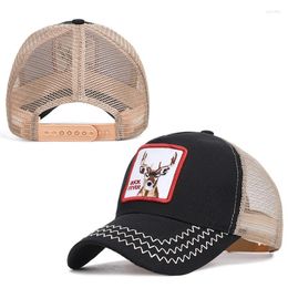 Ballkappen Hirsch Tier Stickerei Baumwolle Casquette Baseball Cap Mesh atmungsable Snapback -Hüte für Männer und Frauen 202