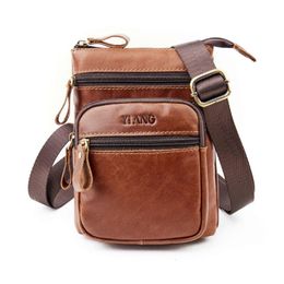 Waist Bags Men Vintage PU Leather Shoulder Bag Crossbody Small Messenger Satchel Business 20CA