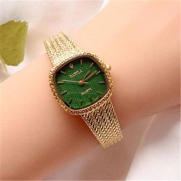 Wristwatches 24 K Gold Women's Watch Japanese Movement Square Retro Temperament Women Accessories Give GiftsWristwatches Bert22