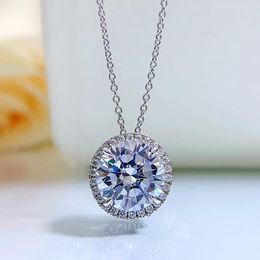 Chains D-color White Diamond Pendant 11.0 High Carbon Collar Chain Simple Wind Female 925 Silver Necklace 38 5mm