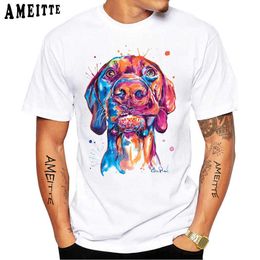Men's T-Shirts New Summer Men Short Sleeve Funny Vizsla Print T-Shirt Fashion White Casual Tops Hip Hop Dog Design Cool Boy Tees 022223H