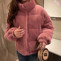 Women's Trench Coats Corduroy Women's Winter Korean-Style All-match Zipper Short-Height Loose Bread Cotton-Padded Clothes Coat 2023