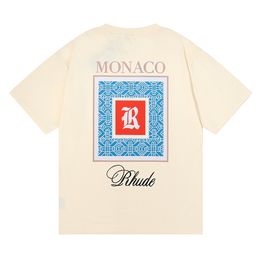 23ss Rhude Mens Camiseta de Alta Qualidade Tess Designer Casual Moda Manga Curta Europa América Homens Mulheres Redondo Pescoço Camisetas Tamanho S-XXL