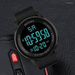 Wristwatches Simple Style Luminous Mens Watches Top Luxury Multifunction Sport Led Military Watch Silicone Strap Man Waterproof Digital Cloc