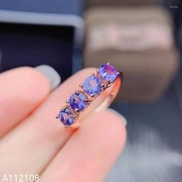 Cluster Rings KJJEAXCMY Boutique Jewellery 925 Sterling Silver Inlaid Tanzanite Female Ring Support Detection Mini