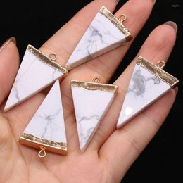 Charms Natural Semi-precious Stone Pendant White Turquoise Gilded Edge DIY Jewellery Making Necklace Bracelet Gift