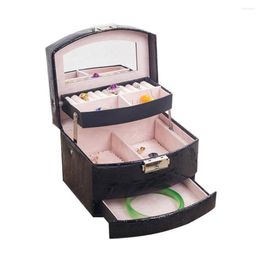 Jewellery Pouches 3-Layer Women's Box Makeup Organiser Mirror Storage Container Case