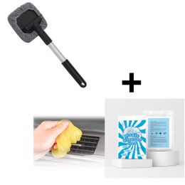 Car Cleaning Tools Kit Interior Retractable Telescopic Auto Window Glass Windshield Cleaner Washing Brushes Vehicle Wash Accessories