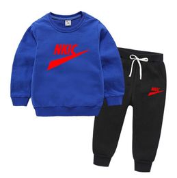 New Autumn Kids Clothing Sets LOGO PrintClothing Sets Boys Girls Sweatshirt Trousers 2pcs Suit Infant Long Sleeve Clothes Set