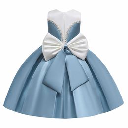 Girl's Dresses EACHIN New Arrival Girls Elegant Sleeveless Pearl Appliques Princess Dresses Cute Bow Childrfen's Clothing Baby Kids Ball Gown Z0223