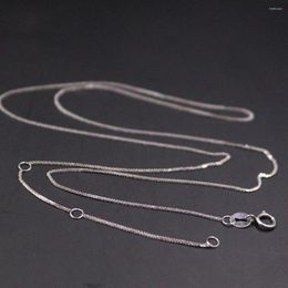 Chains Real 18K White Gold Chain For Women Female 0.6mmW Thin Wheat Necklace 18''L Gift Jewellery Au750