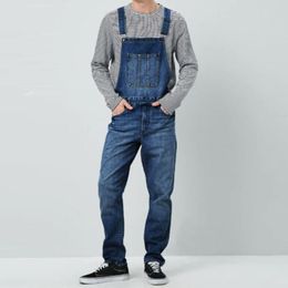 Men's Pants Mens Jeans Wash Overall Jumpsuit Streetwear Pocket Suspender Distressed Slim Fit Long Trousers Combinaison Homme#30