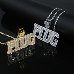 Choker Iced Out Bling Plug Letter Pendant Paved Full 5A Cz Stone With Rope Chain For Men Boy Punk Styles Hip Hop Jewelry Wholesale