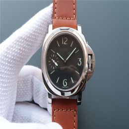 Watch N Pam111 montre de luxe 44mm 6497 manual mechanical movement stainless steel case calf leather watchband Mens watch 300m waterproo342I