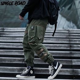 Men's Pants Single Road Mens Cargo Pants Men Fashion Side Pockets Hip Hop Techwear Joggers Male Japanese Streetwear Trousers Pants Men 230223