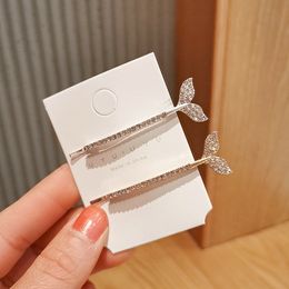 Mermaid Tail Metal Ribbon Hair Clip Advanced Elegant Rhinestone Alloy Shark Clip For Womans Fish Tail Hair Accessories 1709