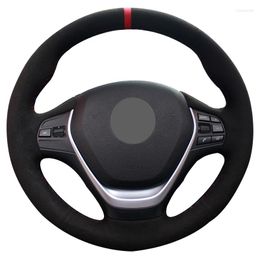 Steering Wheel Covers DIY Hand-sewn Black Suede Car Cover For F30 320i 328i 320d F20
