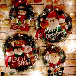 Christmas Decorations Wooden Merry Garland Wreath Decor Wall Hanging Door Santa Claus Elk Snowman Ornaments Xmas Pendant For Home 2023Christ