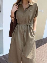 Casual Dresses Summer Women Dress Shirt Dress Long Evening Female Vintage Maxi Party Oversize Beach Woman Dresses Casual Elegant Prom Green 230223