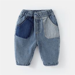 Jeans Baby Boy Fleece Pants Children Kids Toddler Infant Baby Boys Girls Patchwork Toddler Boy 6t Clothes Little Boys Cotton Pants 230223