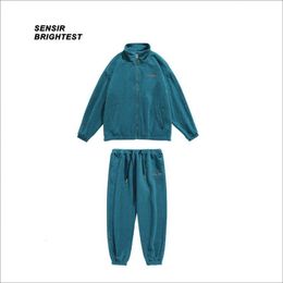Mens Tracksuits Autumn Fleece Knitted Coat Loose Couple Suit Versatile High Street Style 230223