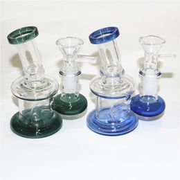 4.5 Inch Mini Glass Bong Water Pipes with 14mm Female Small Thick Pyrex Beaker Travel Bong Recycler Dab Rig for Smoking