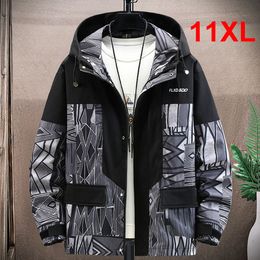 Men's Jackets Plus Size 10XL 11XL Men Hip Hop Streetwear Patchwork Coat Male Hooded Big 230223