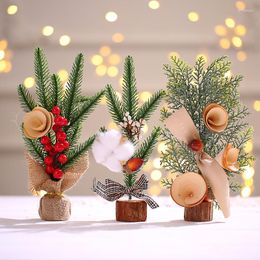 Decorative Flowers Mini Tree Tabletop Decorations Pine Berry Potted Plant For Home Wedding Christmas Decor Year Gift Navidad Noel Decora