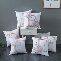 Pillow A-Z Fashion Square Ins Sofa Bed Plush Pillowcase LETTER LOVER Flower Printed Print Pattern Modern Seat