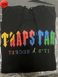 Men's Tracksuits hoodie Trapstar full tracksuit rainbow towel embroidery decoding hooded sportswear men and women suit zipper trousers Size XL21