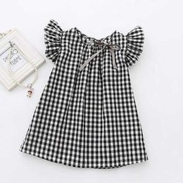 Girl's Dresses 2020 Baby Summer Clothing Infant Newborn Baby Girl Plaid Shirt Sleeveless Lace Princess Dress Banquet Party Checked Shift Dress Z0223