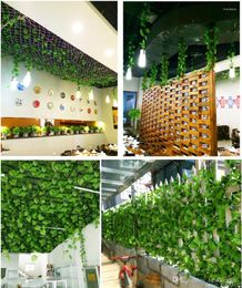 Decorative Flowers 2.1M Long Wired Ivy Leaves Garland Silk Artificial Vine Greenery For Wedding Home Office Decoratiove Wreaths 2023 Style