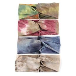 Sports Headband With Logo Tie-dye Turban Women Yoga Wide Brimmed Headband Headdress Head Bands Elasticity Hair Accessories Bohemian Headbands BC341-2