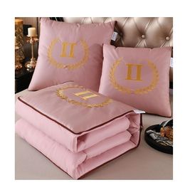 Top Blanket Faux Leather Two-in-One Pillow and Quilt Car Dual-Use Pillows Quilt Sofa Office Nap Duvet Summer