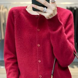 Women's Sweaters Cashmere Sweater Cardigan Women Single Breasted Long Sleeve Elegant Cardigan Solid Knitted Autumn Winter Outwear 230223