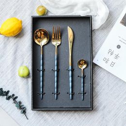 Dinnerware Sets Creativity Nordic Cutlery Set Art Stainless Steel Reusable Utensils Design Cubiertos Dorados Home Decore EC50CJ