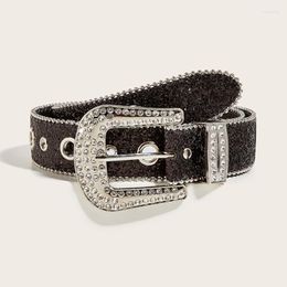 Belts 2023 Rhinestone Women PU Leather Strap Western Cowboy Y2K Girls Fashion Belt For Jeans Men Dropship