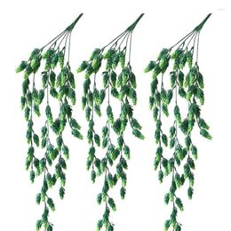 Decorative Flowers 3Pcs Artificial Flower Hops Vine Garland Plant Fake Hanging Greenery For Indoor Outdoor Front Porch Decor