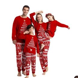 Family Matching Outfits Couple Christmas Pajamas Year Costume For Children Mother Kids Clothes Set Drop Delivery Baby Maternity Cloth Dhezw