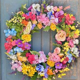 Party Decoration Round Artificial Flower Wreath Green Leaves Hanging Front Door Large Garland Wedding Easter Festival Decor Ornament Photo Props Y2302