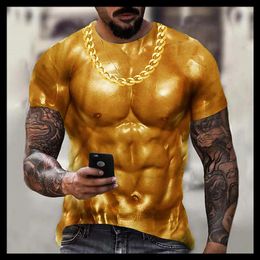 Men's T Shirts 2023 Casual Crew Neck Summer For Men StreeTwear Trendyol 3D Printed Muscle Man Funny Clothing Blouses