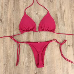 Lingerie Sexy Erotic Porn Sexy Solid Mirco Bikini Sets Women Erotic Tie Side G-String Thong Swimsuit Female Bandage Suit Lingerie Sexy Erotic Porn Costume 571